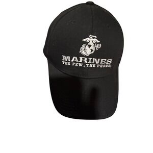 USMC Marines The Few The Proud Embroidered Black Adjustable Baseball Hat Cap